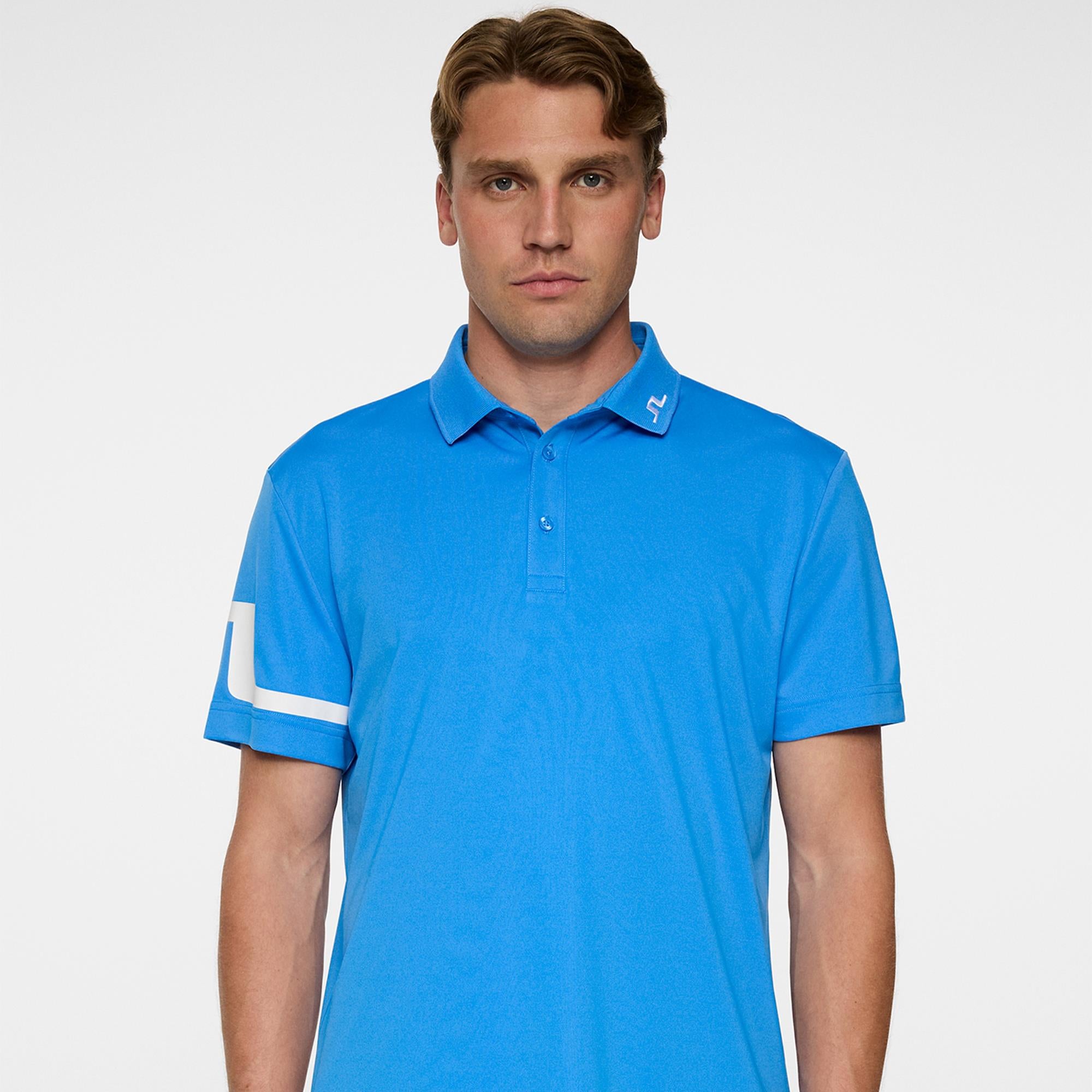 J Lindeberg Heath Mens Polo Shirt Sonic Blue